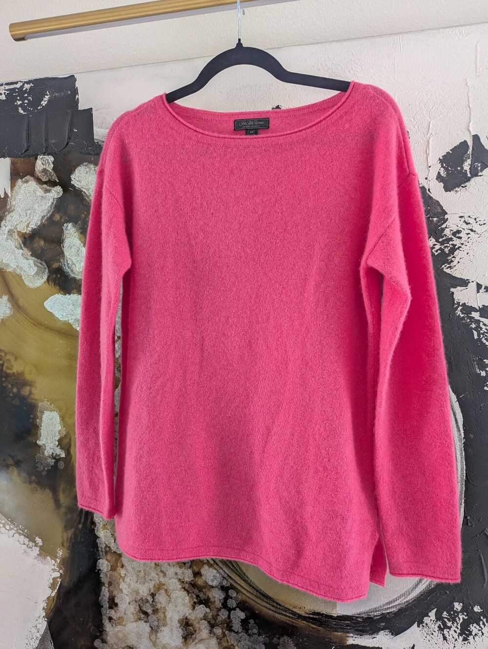 Saks Fifth Avenue Hot Pink Boatneck Cashmere-Blend Sweater